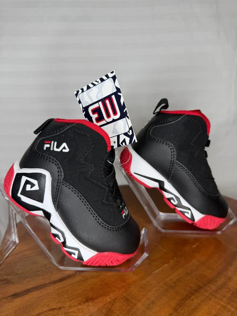 NWT Fila MB Infant Basketball Shoes Black Red Size 5 MSRP $50